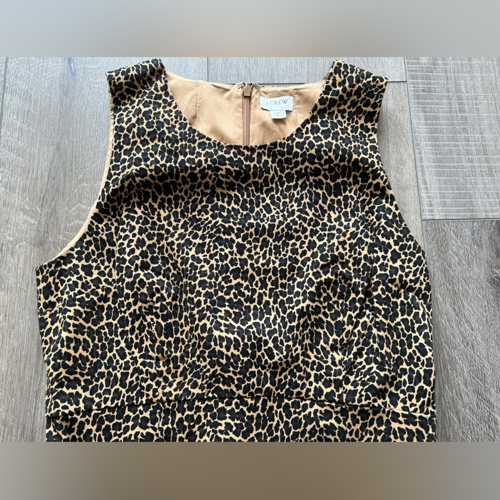 J. Crew Factory Cheetah Print Sleeveless Sheath Dress Size 6P Petite - Picture 2 of 5